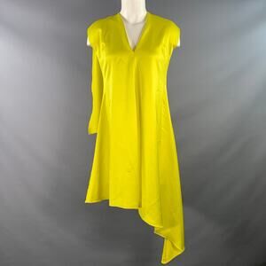 MSGM Size S Yellow Polyester Layered A-Line V-Neck Dress
